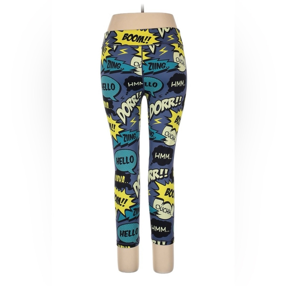 CVG Comic Print Leggings - Blue and Yellow